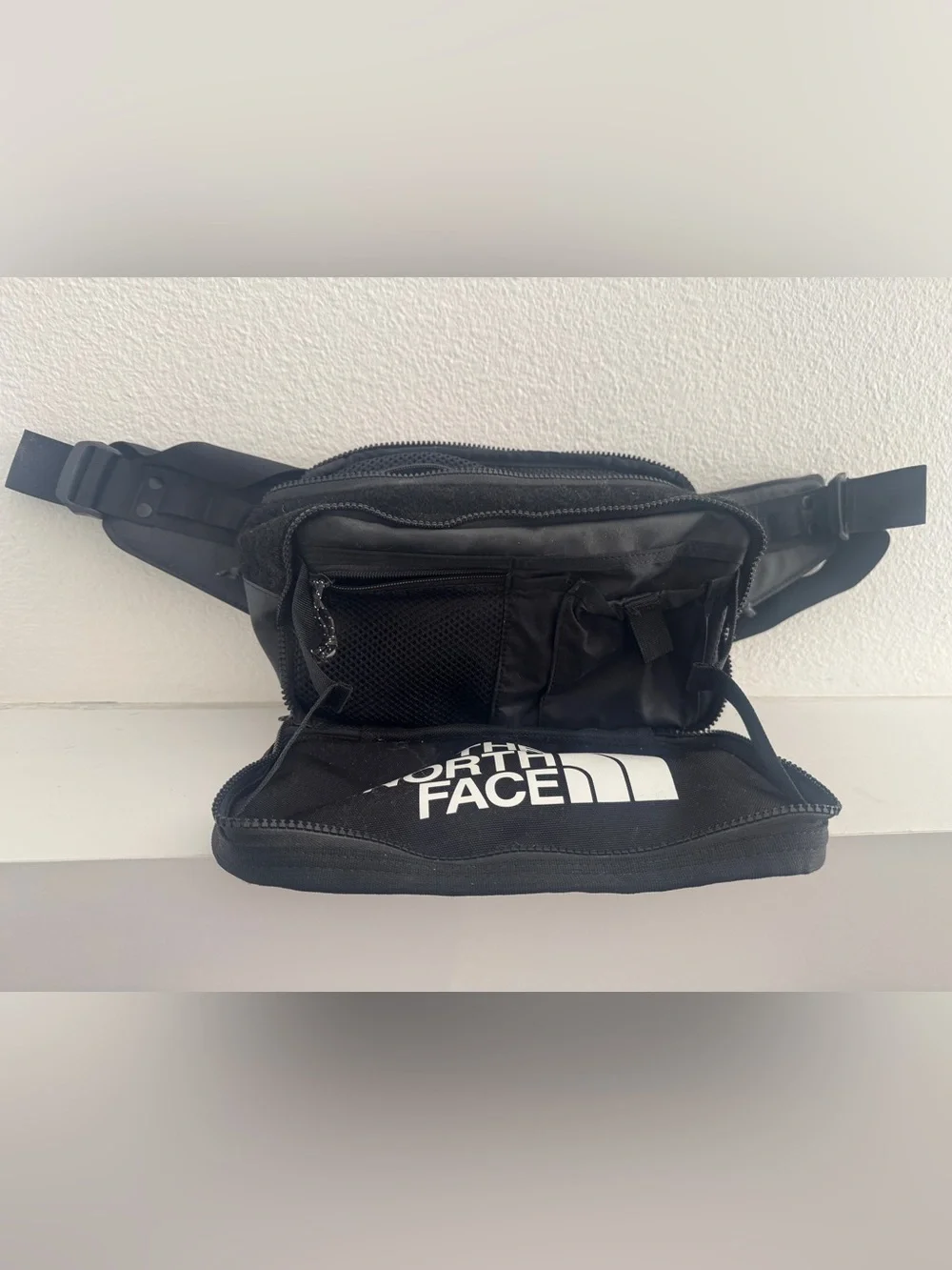 The North Face Black Belt Bag with White Logo
